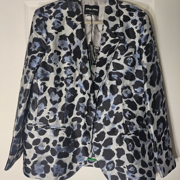 Giorgio Armani Leopard Printed Single-Breasted Blazer  3WHGG118T047D PZ01 - Picture 7 of 10
